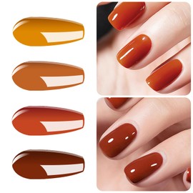 Vishine Gel Nail Polish Set - 4 Colors Pumpkin Spice Yellow Orange Carrot Color Collection Nail Art Nail Polish UV LED Gel Polish Varnish Long-lasting Salon DIY Manicure 8ml #C014