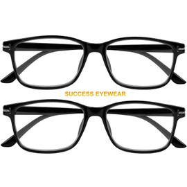 Success Eyewear Computer Glasses 2 Pairs Anti Glare Anti Reflection Classic Reading Glasses Quality Comfort Glasses for Men and Women Set of 2 Shiny Black 3.5
