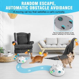 Cat Toys for Indoor Cats - Rechargeable Silent Interactive Automatic Cat Toy | Electric Feather Cat Bird Toy | Electric Cat Teaser Wand | Flapping Butterfly Bird Cat Toy | Toys for Adult Cats