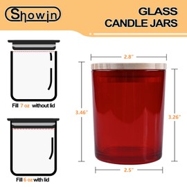 SHOWIN Thick Candle Jars for Making Candles 16 Pcs, 7 OZ Empty Jars with Wood Lids for Candle Making, Sample Container, Red
