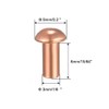 sourcing map 100Pcs 1/8"x15/64" Round Head Copper Solid Rivets Fastener