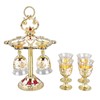 6Pcs Chinese Chalice Retro Style Zinc Alloy Glass Embossed Flower