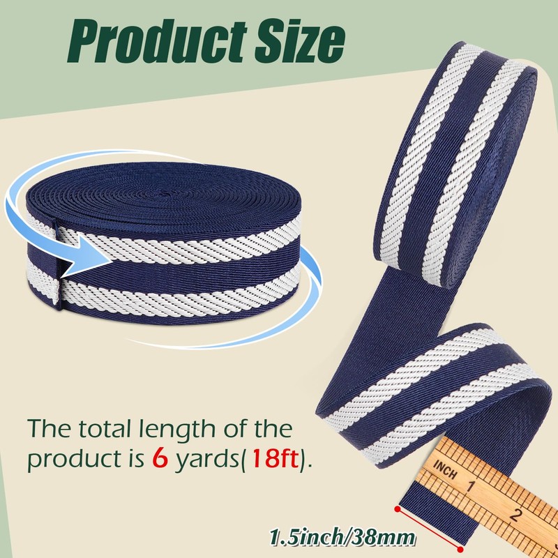 Cotton Webbing 1.5 Inch Straps for Bags, 6 Yards Jacquard