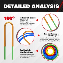 C&T 4Pcs Conditioning Copper Tubing Pipe Extension 4M, 1/4" 1/2" 3/8" 5/8" Built-in Copper Tube Bending Strip, AC Refrigerator Pipe Bender Kit for Repair