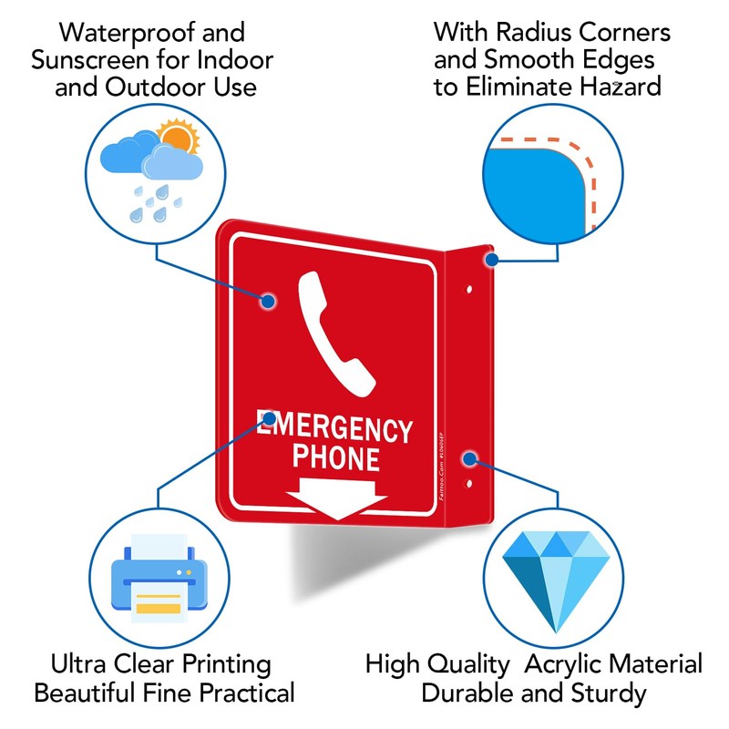 Faittoo Emergency Phone Sign, 2 Pack Emergency Phone with Down