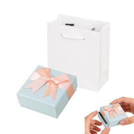 Small Gift Box and Gift Bag 7.5x7.5x3.5cm Kraft Jewellery Gift Box with Bow-Knot Pink Small Boxes for Gifts Bracelet Ring Earring Necklace Jewellery Gift Boxes with Lids for Presents (blue pink)