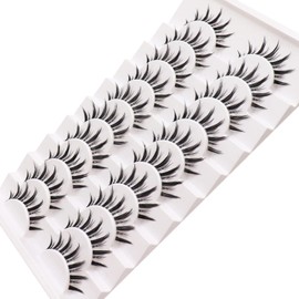 Losha Lashes Manga Lashes Natural Look Wispy False Eyelashes with Clear Band 10 Pairs Faux Mink Lashes Look Like Individual Cluster Lashes (Demon)