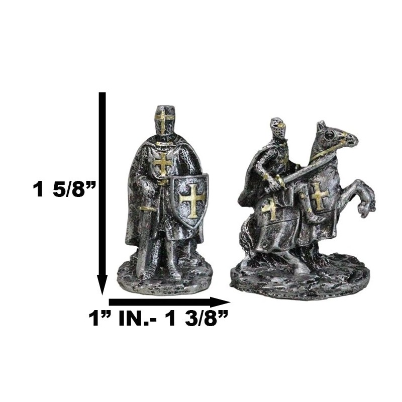 Set of 12 Medieval Crusader Knights With Swords Shields Horses