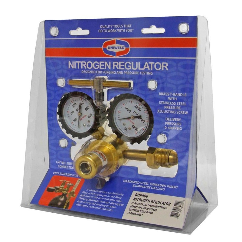 Uniweld RHP400 Nitrogen Regulator with 0-400 PSI Delivery Pressure, CGA580
