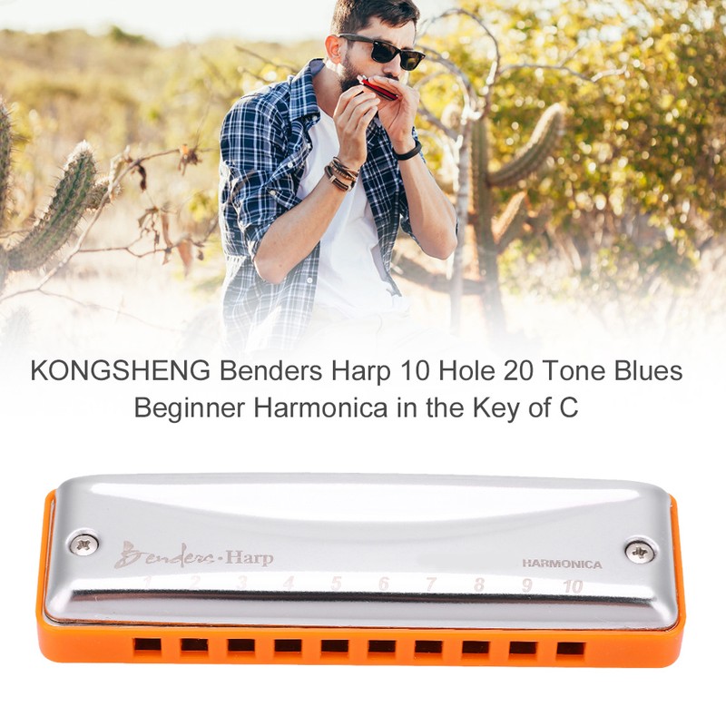 KONGSHENG Benders Harp 10 Hole 20 Tone Blues Beginner Harmonica