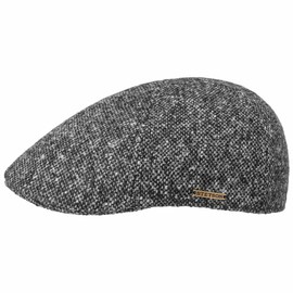 Stetson Texas Donegal Wool Flat Cap Men's - Made in The EU - Lined Cotton Peaked Cap - Wool Flat Cap - Mottled Tweed Cap - Autumn/Winter, mottled grey
