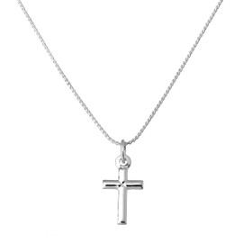 jewellerybox Small Plain Sterling Silver Cross Pendant on 18 Inches Chain