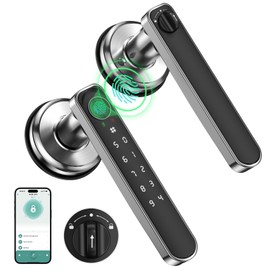 Fingerprint Door Lock, Smart Door knob, Fingerprint Door Knob, Bedroom Door Lock with Code and App, Keypad Keyless Entry Door Lock with Handle for Home Hotel Office Apartment
