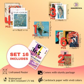 365DoRoTeYa Colorful Eclectic Wall Art Prints Vibrant Gallery Wall Art Set Boho Room Decor Eclectic Home Decor Aesthetic Bedroom Decor Prints for Boho Wall Decor Living Room Decor 15 PCS (Unframed)