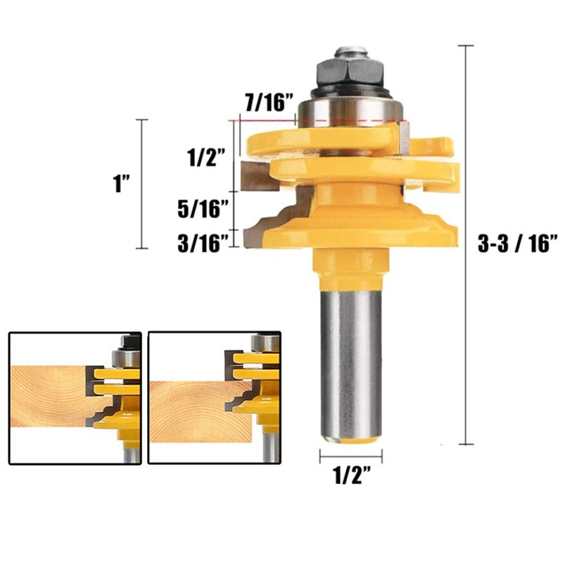 Gasea 1/2" Shank Reversible Glass Door Rail and Stile Router