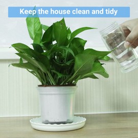 ECOESPTI Plant Saucer, 7 Pack 5 Inch Durable Plastic Plant Tray, White Round Plant Pot Saucers, Drip Tray for Indoor and Outdoor Garden