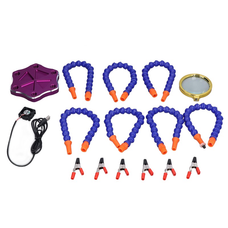 Helping Hand Soldering Station with 6 Flexible Arms USB Fan