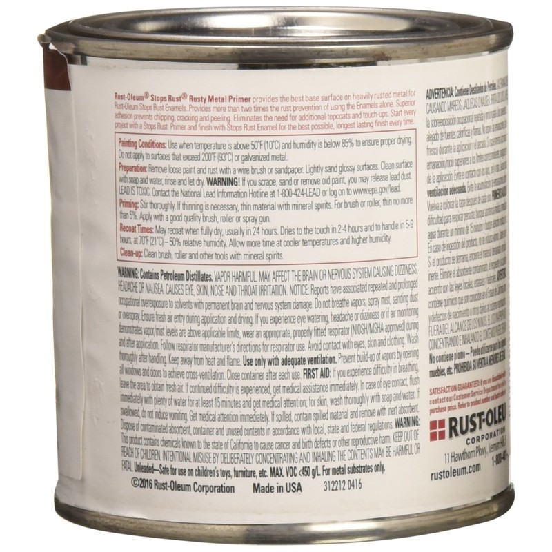 Rust-Oleum 7769730 Stops Rust Rusty Metal Brush On Primer, Half