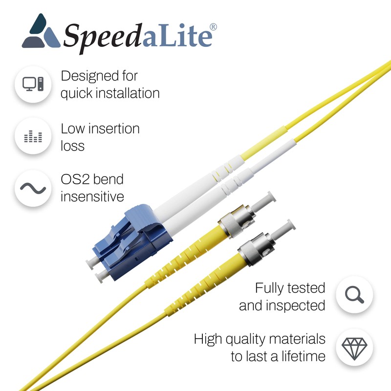 SpeedaLite 10M LC to ST Fiber Patch Cable OS2 Singlemode