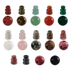 Craftdady 12 Sets Natural Stone 3-Hole Guru Beads Energy Healing Gemstone Buddhist Guru Beads Set for Mala Prayer Bracelet Rosary Necklace Jewelry Making