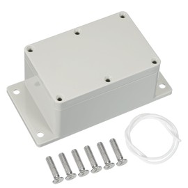 PATIKIL 6.38 Inch Junction Box, Electrical Enclosure Box ABS Plastic Waterproof Outlet Plug Cover Cord Protector with Mounting Plate for Outdoor Indoor Electric Project, White/Grey