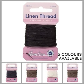 Hemline Strong Linen Thread for Sewing and Repair of Canvas, Upholstery, Saddlery and Heavy Fabrics - Colour Black - 1 x 10m Card