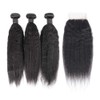 SINGLE BEST Kinky Straight Human Hair 3 Bundles with 4x4