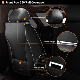 AOMSAZTO 2 Front Car Seat Covers for Jeep Patriot 2010-2017: Seat Cover Faux Leather Breathable Waterproof Compatible Airbag (Black)