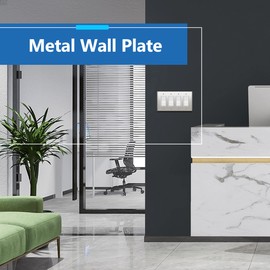 LIDER Decorator Switch or Receptacle Metal Wall Plate, Stainless Steel Outlet Cover, Corrosion Resistant, Mid-Size 4-Gang 4.88" x 8.58", 201 Stainless Steel, LMWP-34M-PC, Polished Chrome