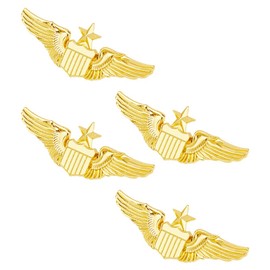 SUPERFINDINGS Pack of 4 Wing Pin Gold Wing Pilot Badge Pilot Costume Lapel Pin Alloy Brooch Air Force Wing Pin Metal Aviator Wing Pin for Hat Shirt Uniform Pilot Costume, Metal