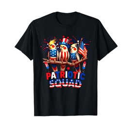 Patriotic Squad Three Cute Cockatiels 4th Of July US Flag T-Shirt