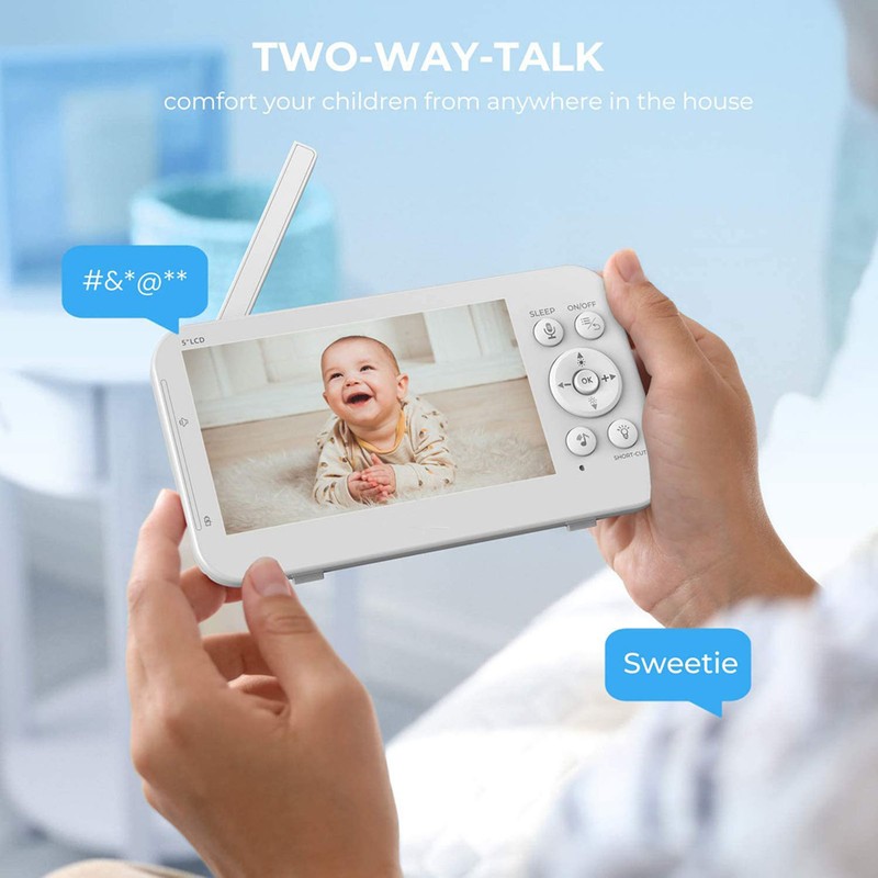 5in Wireless Baby Monitor Two Way Speaking Night Vision HD