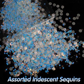 KIMOBER 50 Gram Mixed Craft Sequins and Spangles,Iridescent Blue Assorted Shapes & Sizes Sequins for Nails, DIY Arts Crafts(Blue 2)
