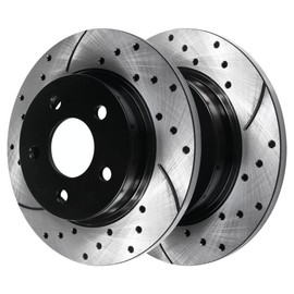 AutoShack Black Hat Drilled and Slotted Brake Rotors Rear Brake Rotor Replacement Kit for 2011-2020 Jeep Grand Cherokee 2011-2020 Dodge Durango 3.0L 3.6L 5.7L 6.2L 6.4L V6 V8 AWD RWD PR63063LR