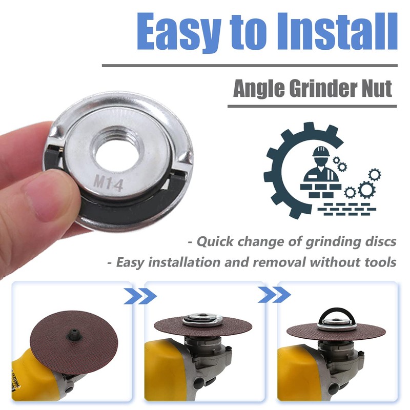 Mesee 2 Pieces M14 Quick Clamping Nuts Angle Grinder Locking