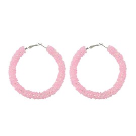 Acrylic Cute Candy Crystal Chips Wrapped Hoop Earrings Colorful Transparent Geometric Round Dangle Drop Earrings Party Jewelry for Women-pink