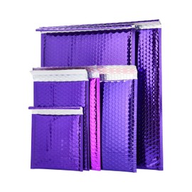 PSBM Purple Bubble Mailers, 6.75x7 Inch, 500 Pack, Shiny Metallic, Padded Glamour Shipping Envelope, Self Seal and Peel Strip