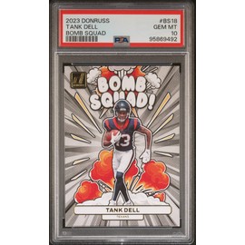 Graded 2023 Panini Donruss Tank Dell #BS18 Bomb Squad Rookie RC Football Card PSA 10 Gem Mint