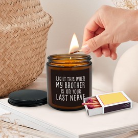 HIWX Sister in Law Scented Candle, Gifts for Sister in Law, Sister in Law Gifts, Light This When My Brother is On Your Last Nerve Funny Soy Candles for Home Decor Scented Candle 8oz Jar Candles