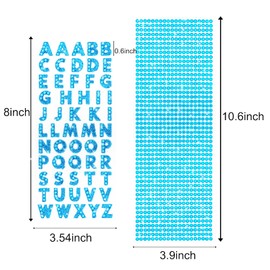 3 Sheets Glitter Alphabet Stickers and 1 Sheet Rhinestones Stickers Adhesive Rhinestone Letter Stickers for Decoration, Scrapbooking and DIY Crafts (Blue)