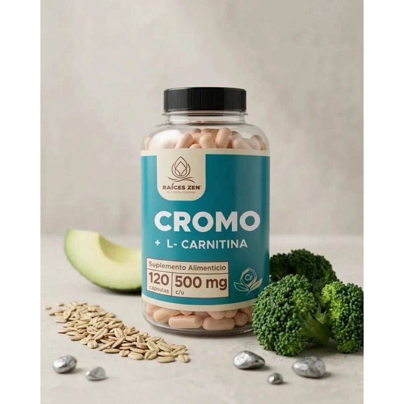 Picolinato Cromo Carnitina Raíces Zen 120 Cáps Chromium Sabor