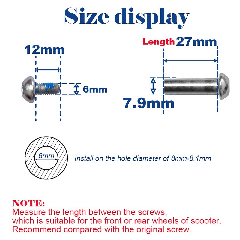 OTFAITP M8 x 27 mm Screws for 2-3-4-Wheel Kid Scoote