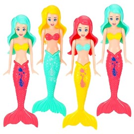 4Pcs Mermaid Bath Toys, Diving Toys Mermaids Swimming Toys, Swimming Sinkers Toys for Kids, Underwater Pool Training Diving Games Children's Gifts for Kids Girls Boys (Diving Mermaid (Light))