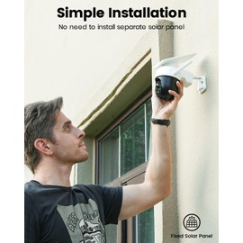 AOSU Solar Camera Security Outdoor - 100% Wire-Free Security Cameras Wireless Outdoor for Home Surveillance with Fixed Solar Panel, 360° Panoramic View, Human Auto Tracking, 2K Color Night Vision