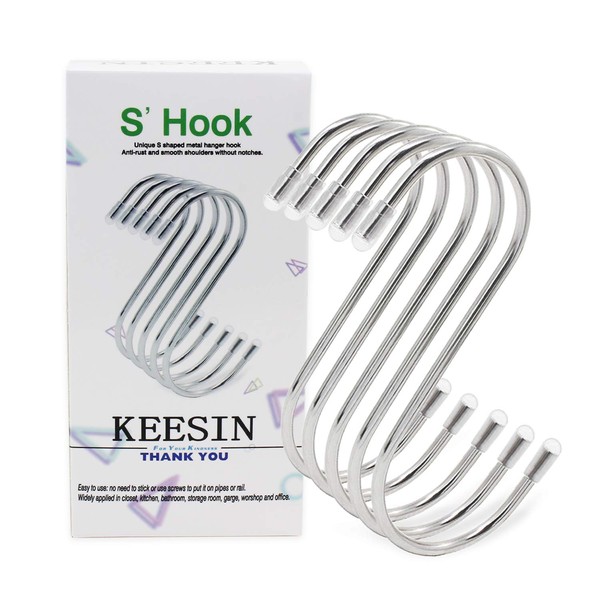 KEESIN 15 PCS S Shaped Metal Hanging Hook Stainless Steel