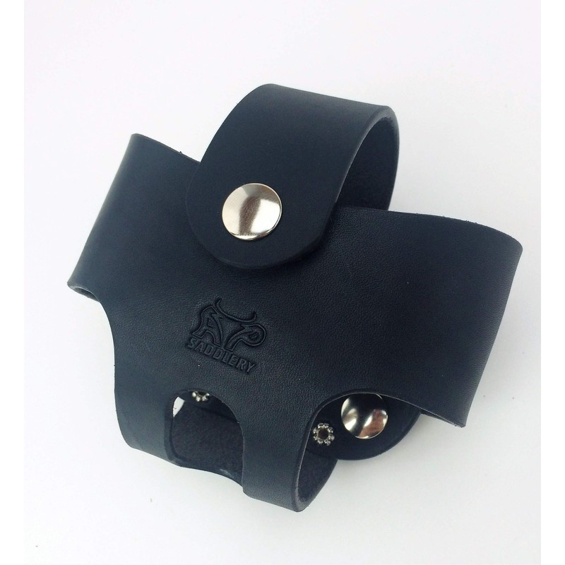 Basket Style Leather Tape Measure Holder by AP Saddlery (Black)