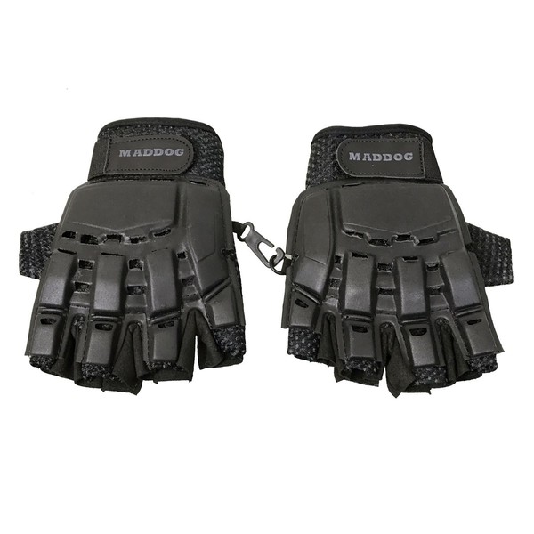 Maddog Tactical Half-Finger Paintball Airsoft Gloves - Stealth Black - Small/Medium