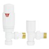 NRG Designer Radiator Valve Angled Thermostatic Valves White for Towel