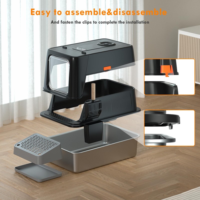 2025 Smart Infrared Sensor Stainless Steel Litter Box with Lid,