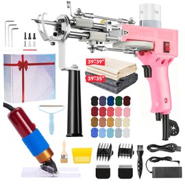 BESGEER Rug Tufting Gun with Carpet Trimmer Kit - Rug Tuft with Tufting Shears, 2 in 1 Cut & Loop Pile Carpet Gun and Carving Clippers, Tufting Machine kit for Beginners(Baby Pink)